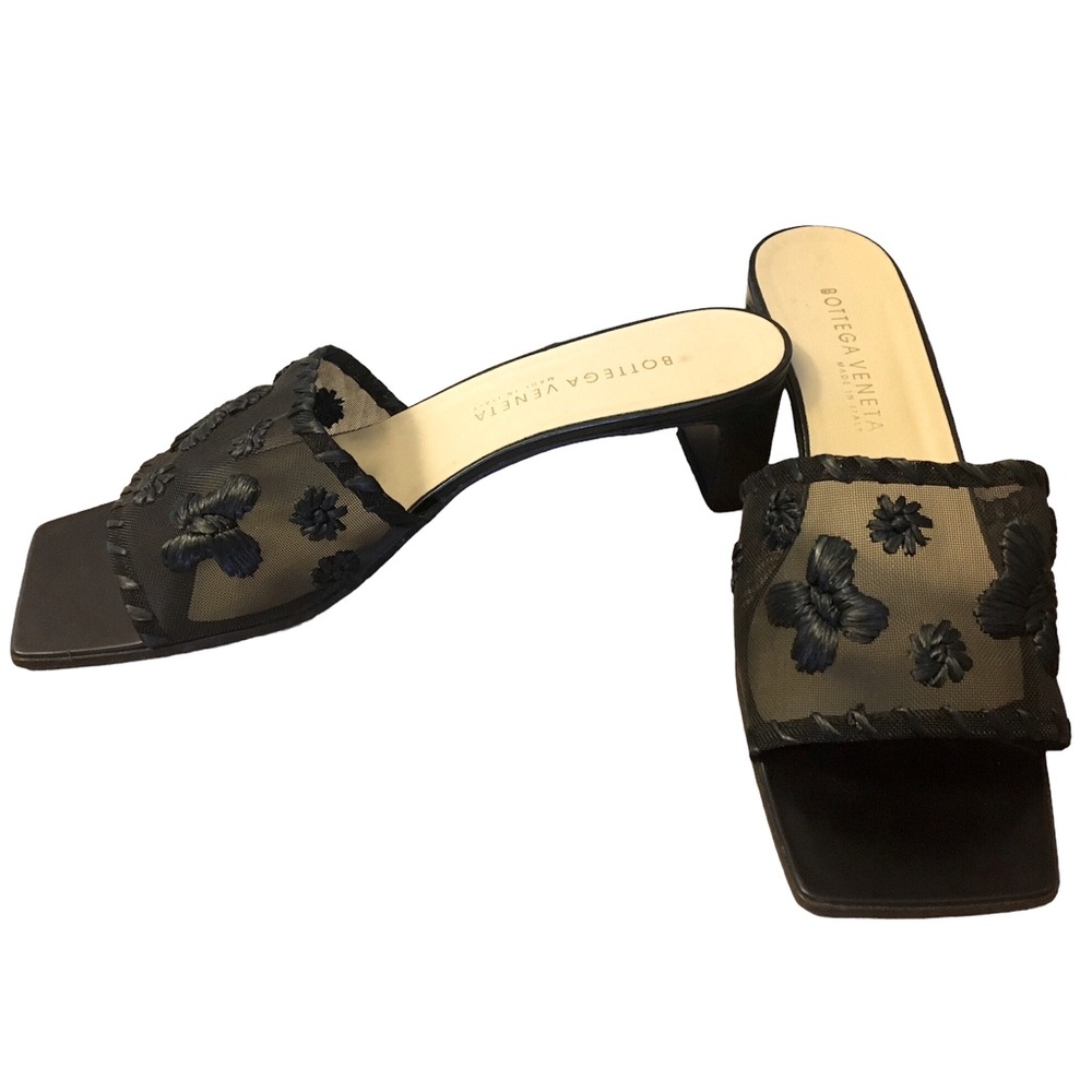 Bottega Veneta Mesh Embroidered Slide Sandals